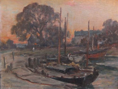 Owen Bowen Oil Painting "The Mooring, Evening"