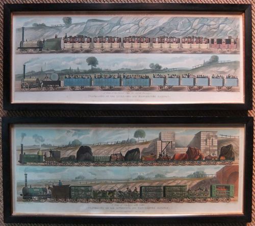 "..Liverpool and Manchester Railway" Pair Old Prints.