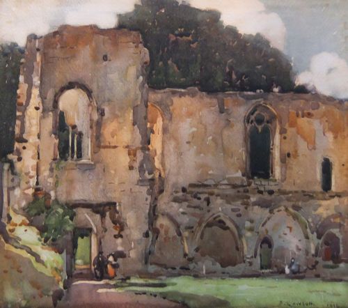 Fred Lawson "Jervaulx Abbey, Yorkshire" Watercolour