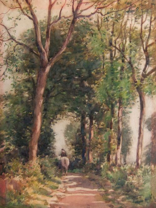 George Graham Watercolour "Little Green Lane, Redmire"