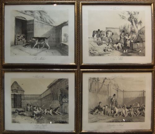 J.w.giles  "Kennel Scenes" Set of 4 Old Foxhound Prints