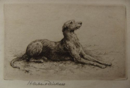 Herbert Dicksee "The Hound" Rare Old Etching