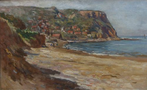 J. W. Booth "Runswick Bay" Oil Painting