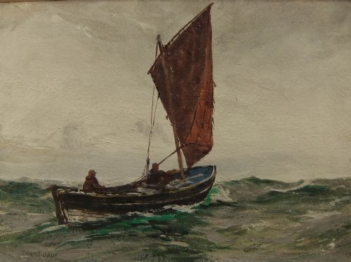 Ernest Dade "Coble at Sea" Watercolour with Body Colour