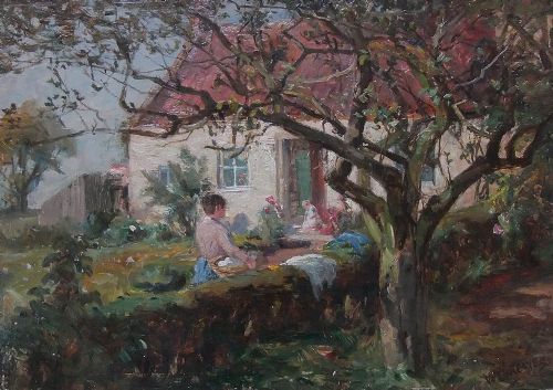 William Greaves "Washing Day, Faceby" Oil Painting