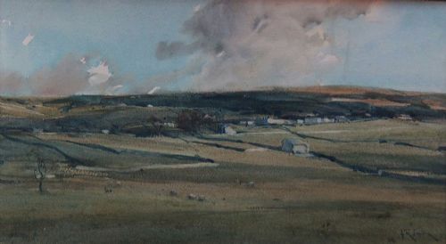 Arthur Reginald Smith Watercolour "The Hillside Village"