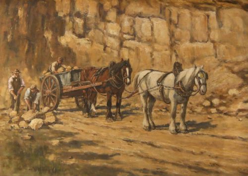 James William Booth "The Stone Quarry..." Oil Painting