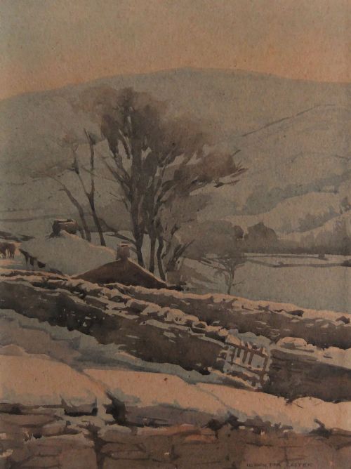 Henrietta Lister "Stone Walls and Snow" Watercolour