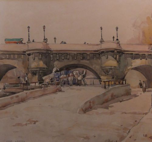 Fred Lawson Watercolour "By the Side of the Bridge"