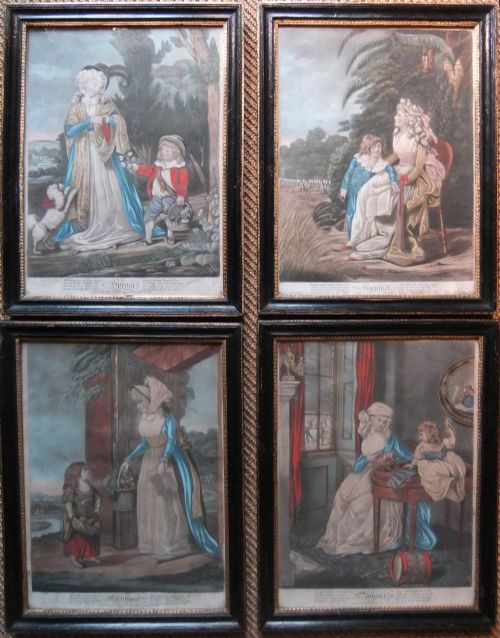 "The Four Seasons" Fine Set of Old Prints Dated 1798
