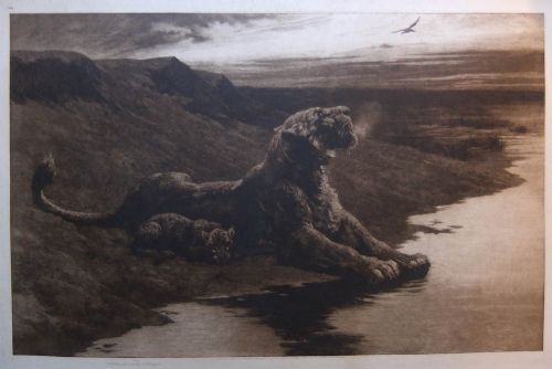 Herbert Dicksee "Maternal Care" Original Etching