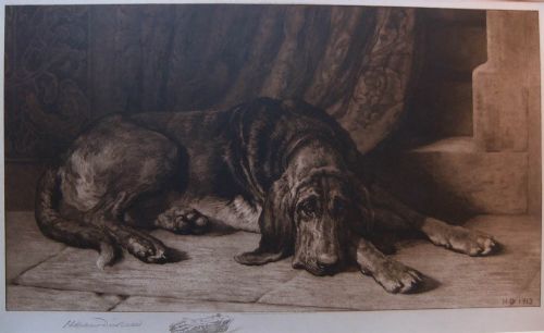 Herbert Dicksee "The Sentinel", Bloodhound Etching