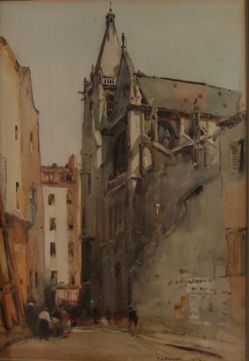 Fred Lawson "A Street in Paris" Watercolour