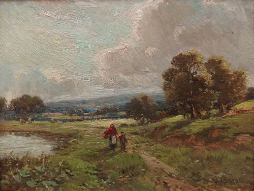 William Ashton "The Path by the Pond" Oil Painting