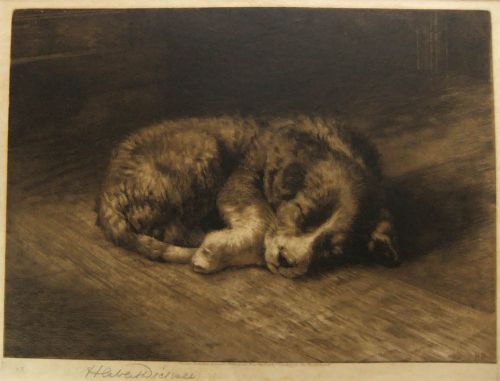 Herbert Dicksee "His First Night from Home" Etching