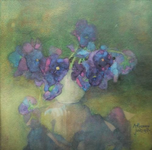 Agnes Middleton Raeburn "Anemones" Watercolour
