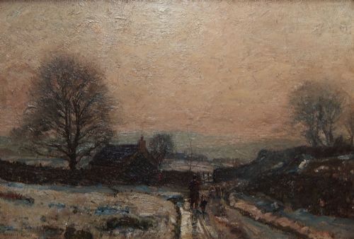 Herbert Royle "Winter, Bolton Abbey, Wharfedale" Oil Painting