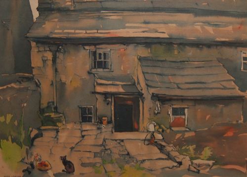 Fred Lawson "The Cottage Yard" Watercolour