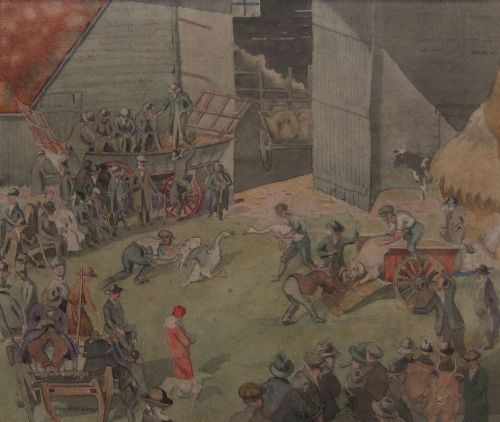 Franklin White "The Livestock Fair" Watercolour