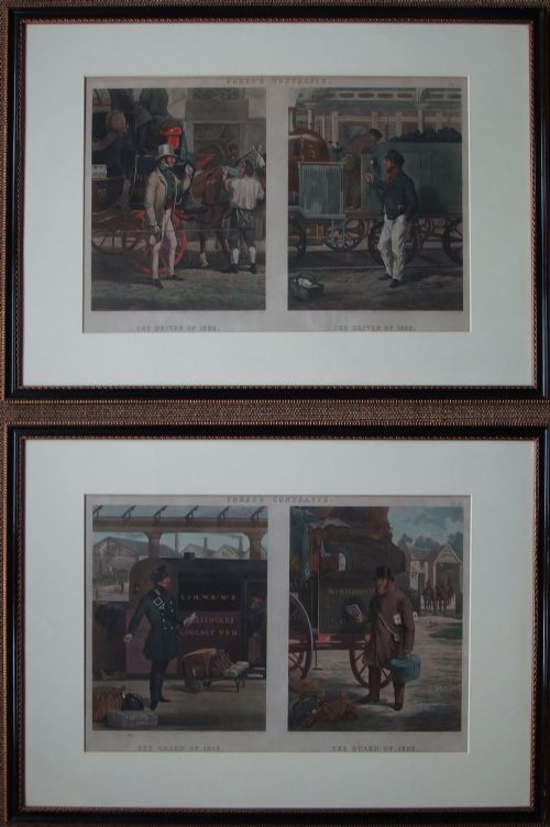 "Fore's Contrasts" Charming Pair of Old Prints Dated 1852