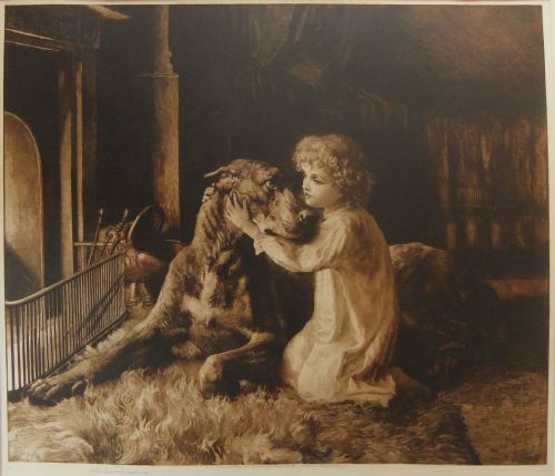 Herbert Dicksee "Her First Love" Etching Dated 1896