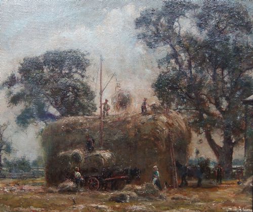 Herbert Royle "Haytime, Bolton Percy, Yorkshire" Oil Painting