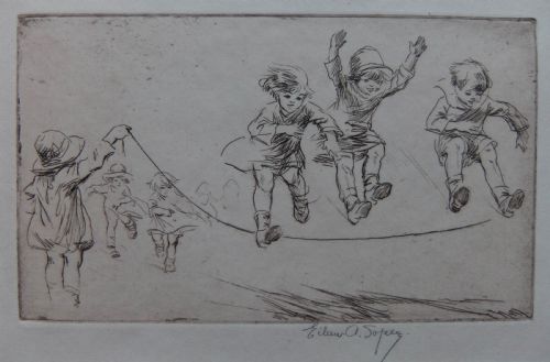Eileen Soper "Skipping" Original Etching