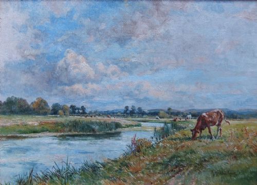 R.w.a. Rouse "On the River Yeo, Somerset" Oil Painting