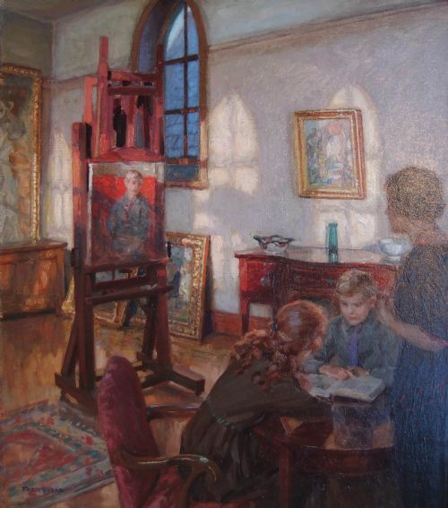 Fred Stead "The Artist's Studio" Oil on Canvas