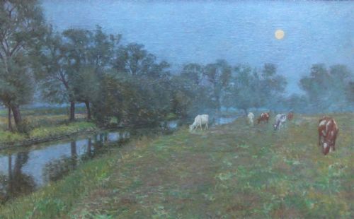 Richard Henry Brock "The Rising Moon" Oil Painting