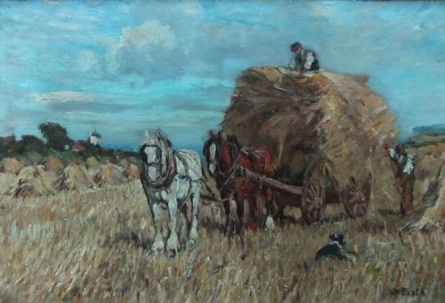 James William Booth "The Haycart" Oil on Canvas