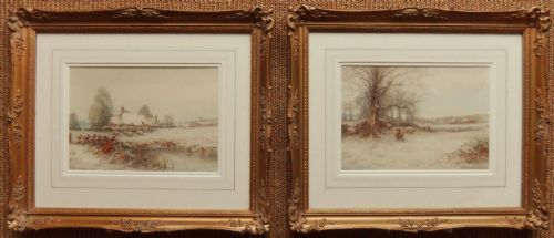 Creswick Boydell, Pair Winter Landscapes, Watercolours