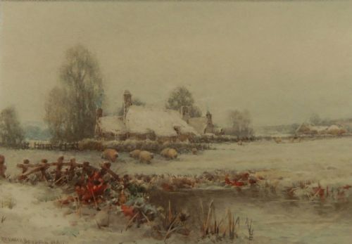 fig 1. Creswick Boydell, Pair Winter Landscapes, watercolours
