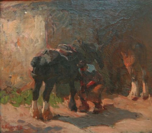 Edgar Downs "The Village Blacksmith" Oil Painting