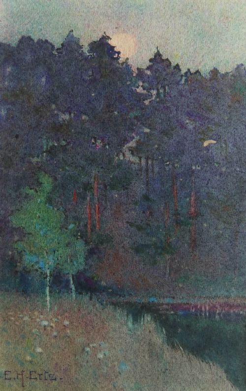 Ethel Horsfall Ertz "Evening, Stopham Bridge, Pulborough" Watercolour