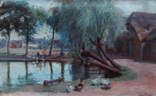 Gilbert Foster "The Duck Pond, Martham" Oil Painting