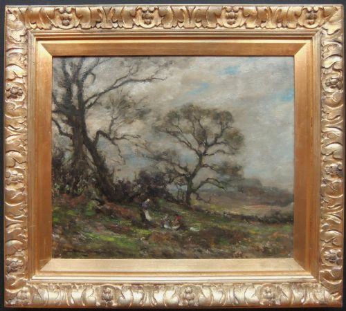 OWEN BOWEN THE FIRST PRIMROSES OIL PAINTING - ADDITIONAL PHOTO 2