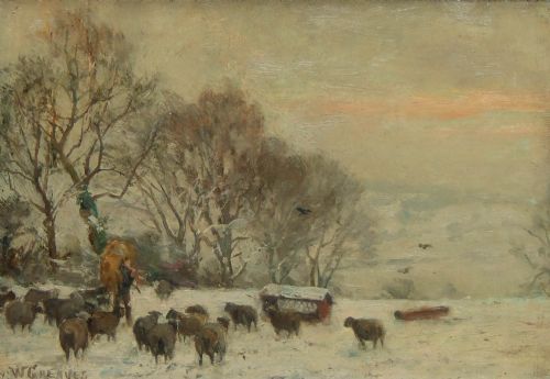 William Greaves "Winter, East Keswick" Oil Painting