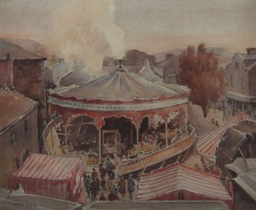 J. S. Atherton (Todmorden) "The Fair" Watercolour