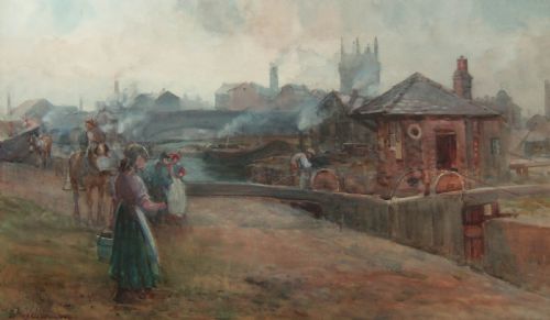 Arthur Netherwood "Aspley Dock, Huddersfield" Watercolour