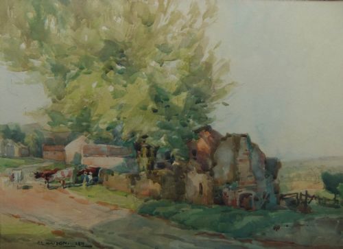 Fred Lawson "Old Buildings, Castle Bolton" Watercolour