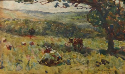 F. W. Jackson "In Pastures" Watercolour
