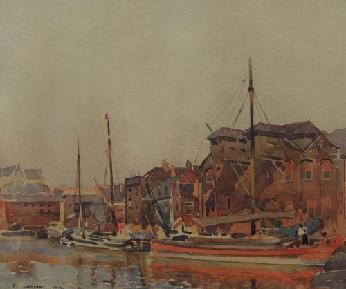 Fred Lawson "Boston Harbour, Lincs." Watercolour