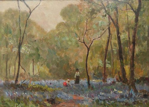 Ernest Higgins Rigg "The Bluebell Wood" Oil Painting