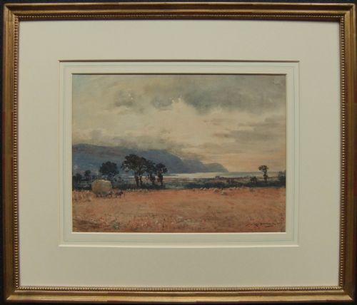 WILLIAM KAY BLACKLOCK THE HAY MEADOW EVENING WATERCOLOUR - ADDITIONAL PHOTO 1