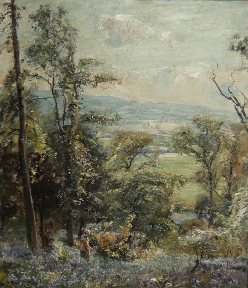 Herbert Royle "Bluebells Above the Wharfe" Oil Painting