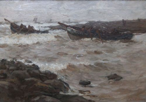Joseph Richard Bagshawe "At Staithes" Oil Painting