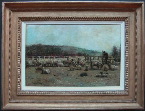 J. W. Buxton Knight "The Sheepfold" Oil Painting