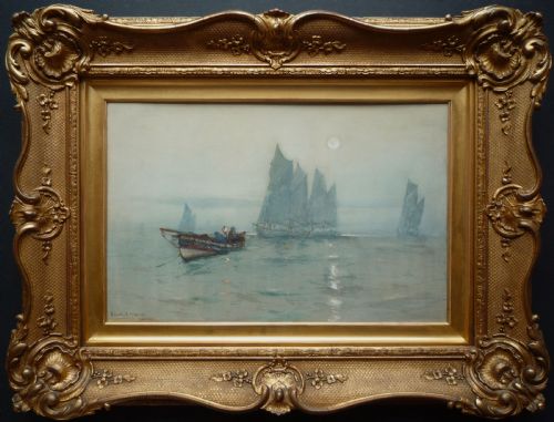 Frank H. Mason "Herring Drifters, Yorkshire Coast" Watercolour