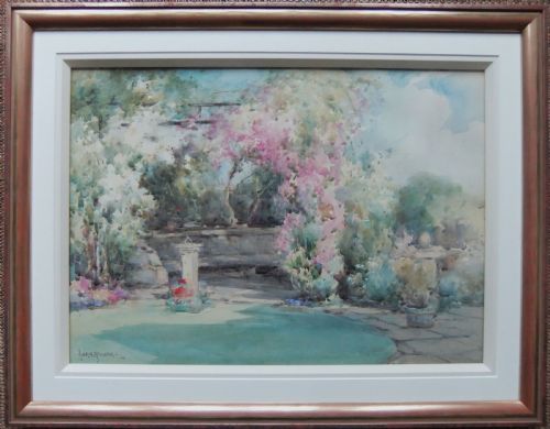 OWEN BOWEN THE ARTIST'S GARDEN COLLINGHAM YORKSHIRE WATERCOLOUR - ADDITIONAL PHOTO 1